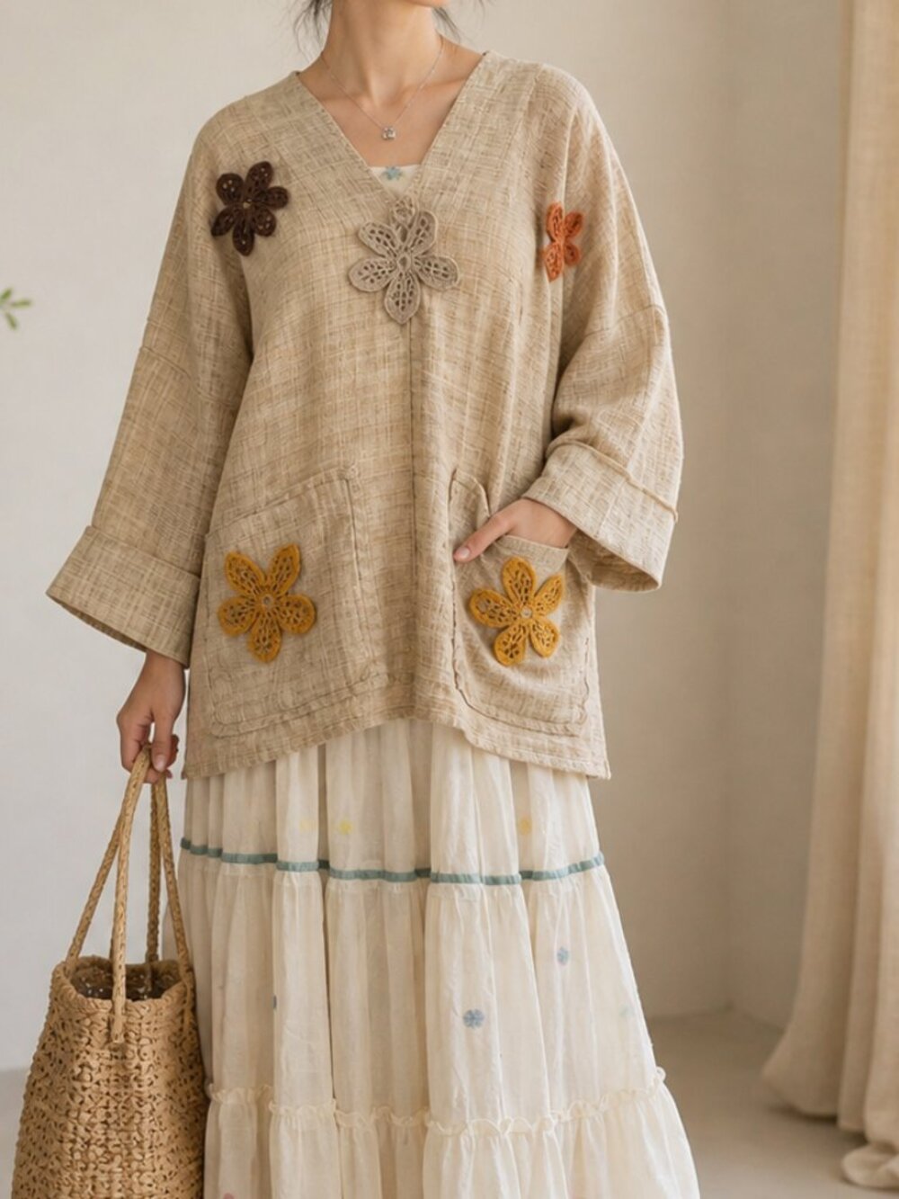NEW 100% Hemp Oversized Pullover Top Natural Linen Boho Handmade Raw Beige